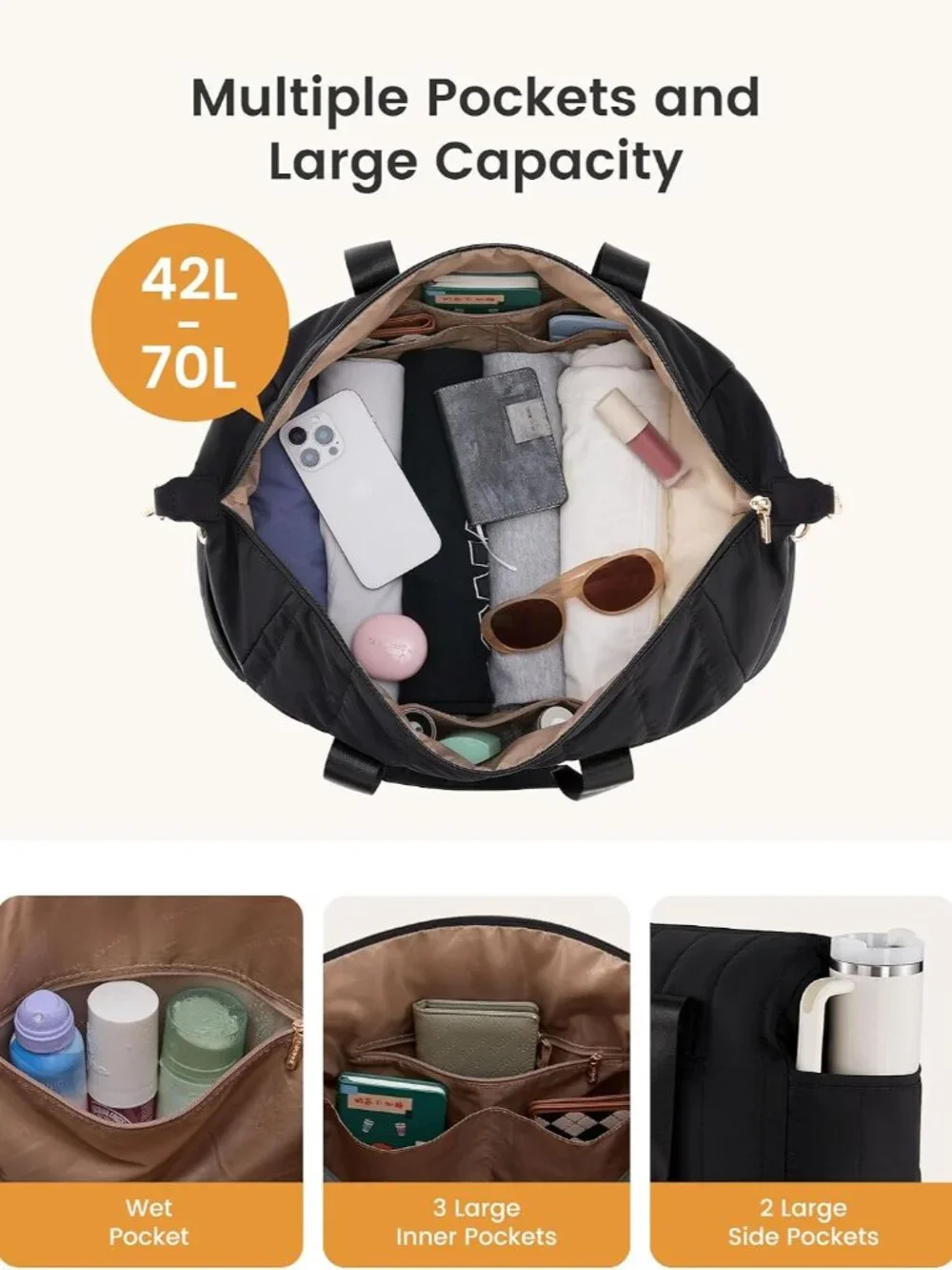 Travel Duffle Bag Women,Weekender Hospital Bag for Labor Delivery_4
